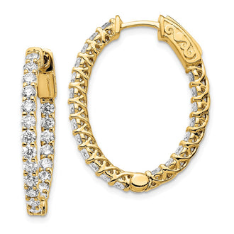 Exclusive 14K Yellow Gold Oval Hoop Earrings | 2.5 Carat Lab-Grown Diamond, Stylish Design