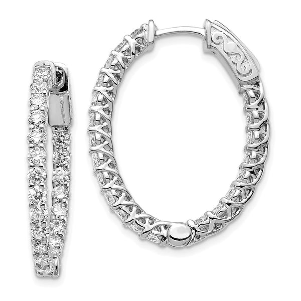 14K White Gold 2.5 Carat Oval Hoop Earrings - Lab-Grown Diamonds