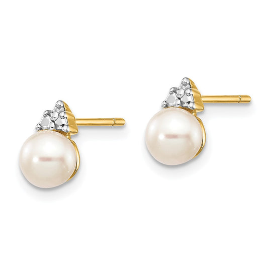 Buy Exclusive 14K White Gold Freshwater Pearl Earrings - Stylish 5-6mm, 0.01ct Diamond