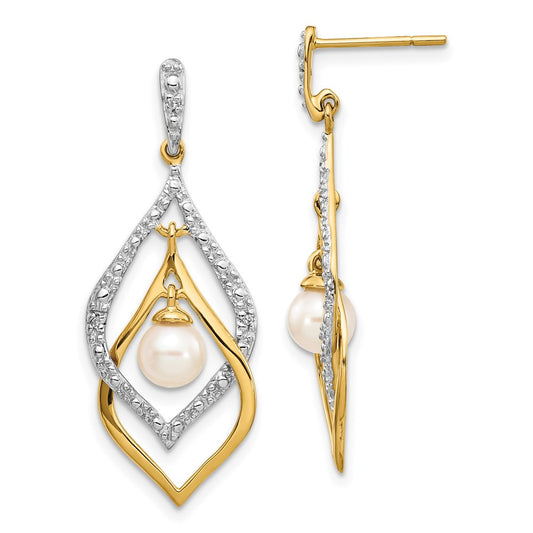 Buy Exclusive 14K White Gold Dangle Earrings with Pearls & Diamonds - Stylish!