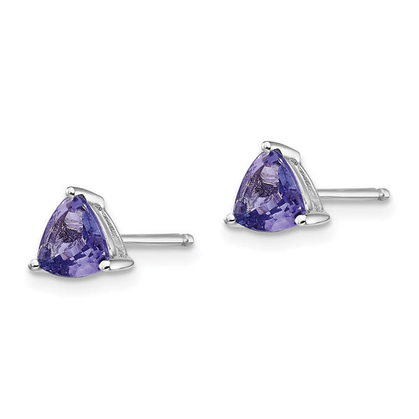 14K White Gold Trillion-Cut Tanzanite Stud Earrings