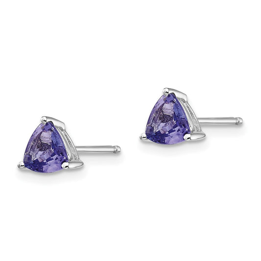 Shop Exclusive 14K White Gold Trillion-Cut Tanzanite Stud Earrings - Stylish Value!