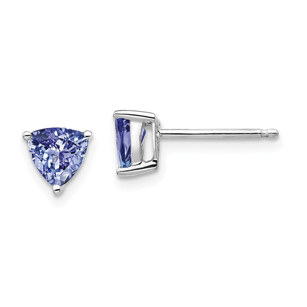 14K White Gold Trillion-Cut Tanzanite Stud Earrings