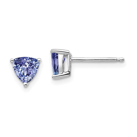 Shop Exclusive 14K White Gold Trillion-Cut Tanzanite Stud Earrings - Stylish Value!