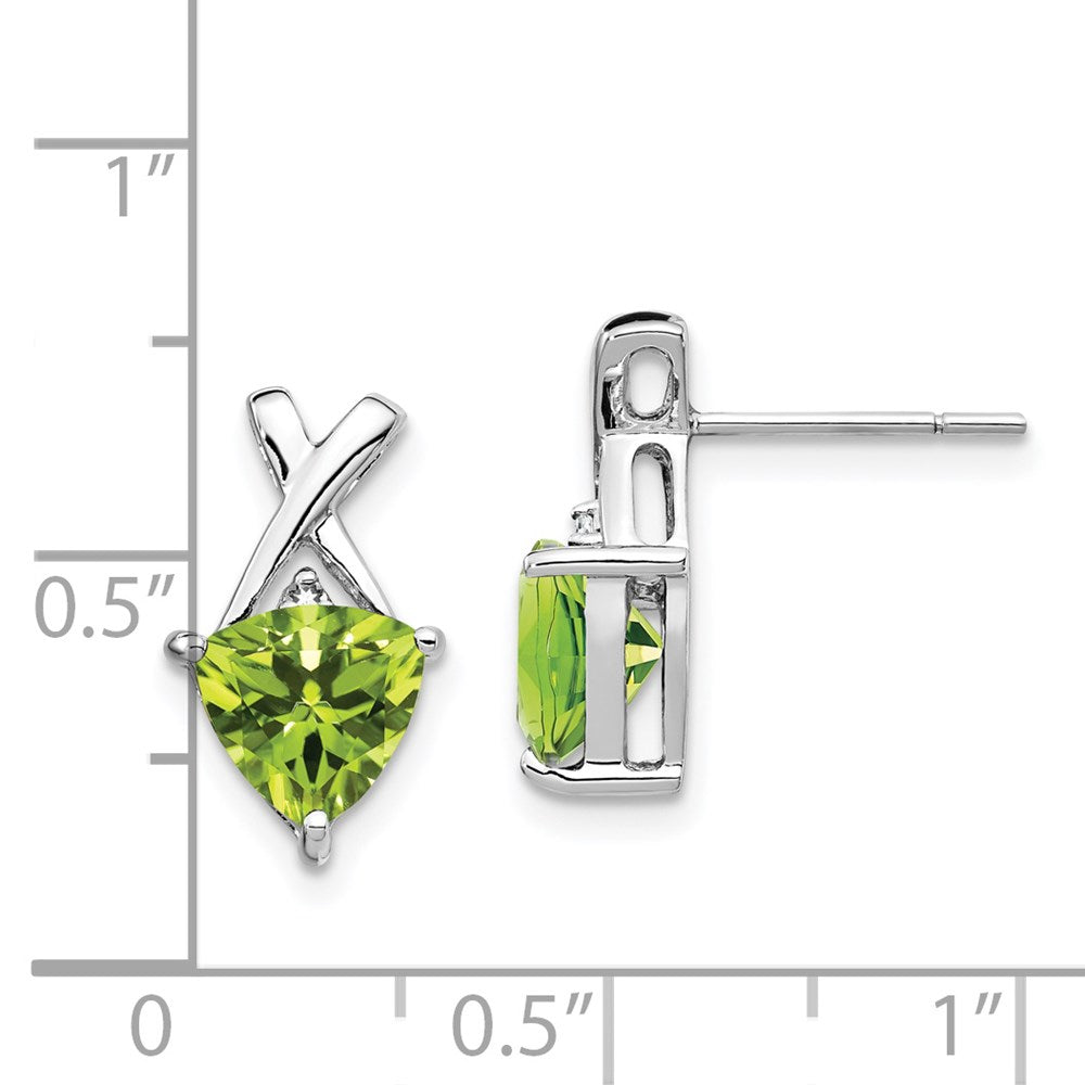 Exclusive 14K White Gold Trillion Peridot & White Topaz Stud Earrings - Stylish Value