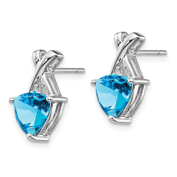 14K White Gold Stud Earrings with 2.5ct Blue Topaz
