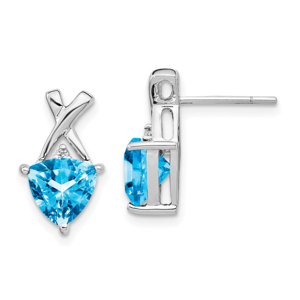 14K White Gold Stud Earrings with 2.5ct Blue Topaz