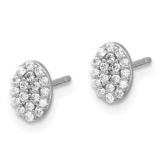 High-quality 14K White Gold Oval Diamond Cluster Earrings - Stylish Luxury Value