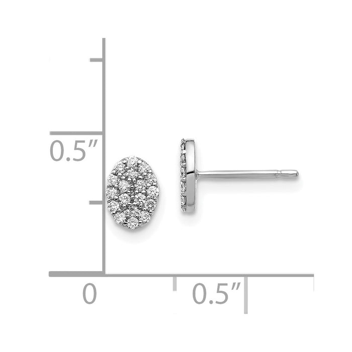 High-quality 14K White Gold Oval Diamond Cluster Earrings - Stylish Luxury Value-4