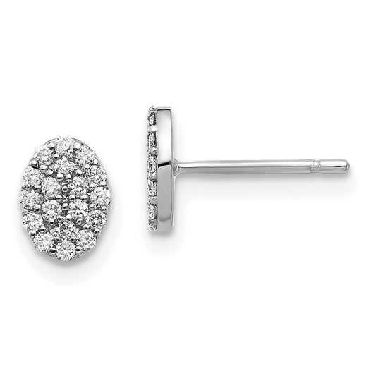High-quality 14K White Gold Oval Diamond Cluster Earrings - Stylish Luxury Value