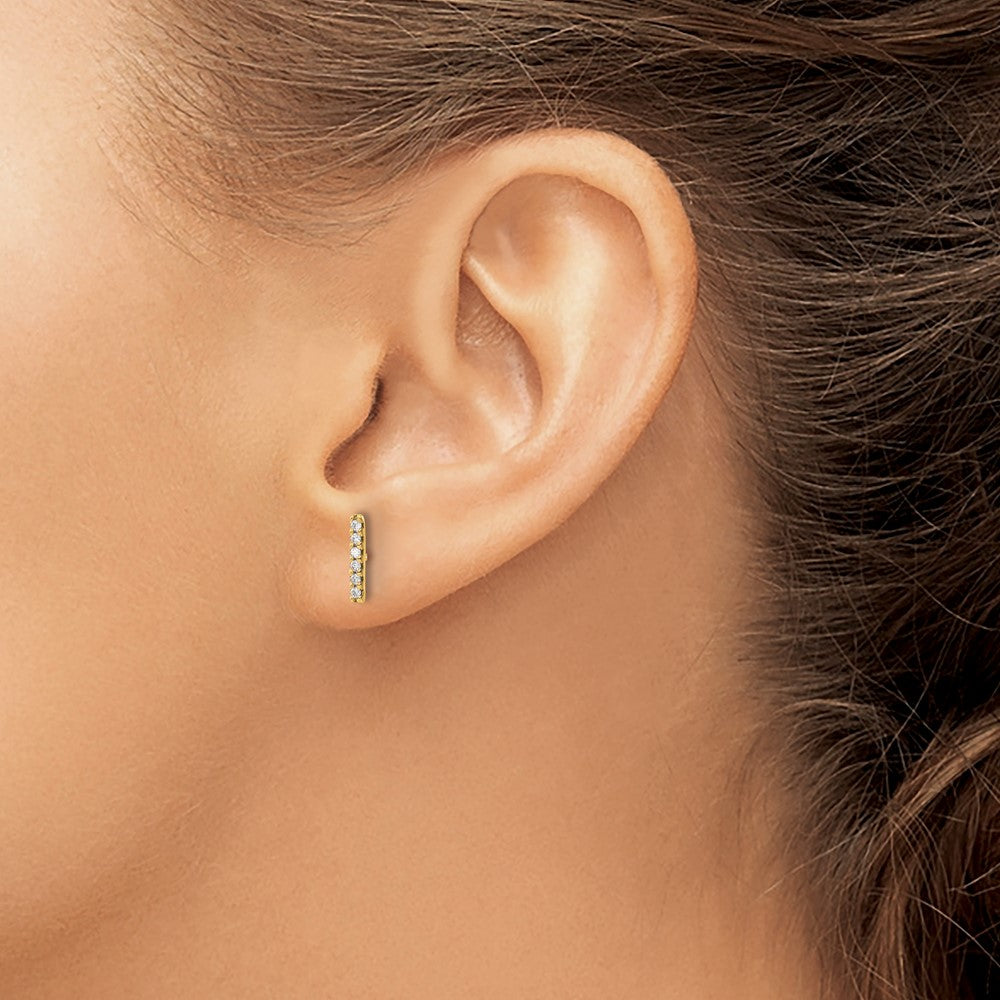 Exclusive 14K Gold Diamond Bar Earrings - Stylish & Affordable Luxury!