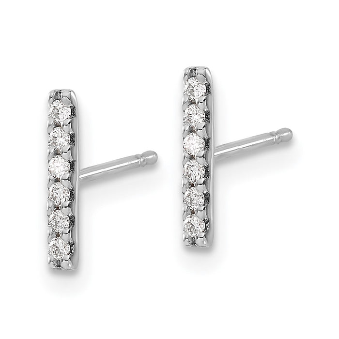 Buy Stylish 14K White Gold Diamond Bar Stud Earrings - 0.85mm, Luxury Value-2