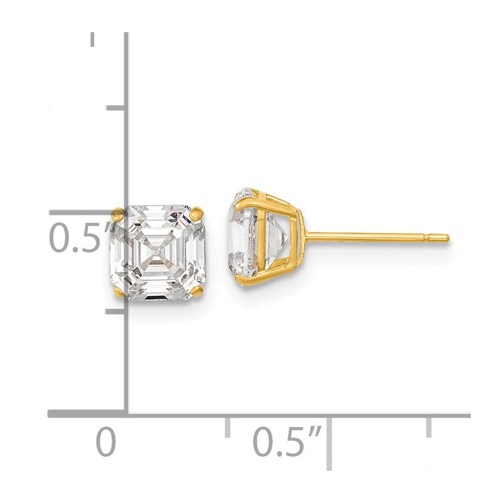 Buy Exclusive 14K Gold 6mm Asscher Cut CZ Stud Earrings - Stylish Value