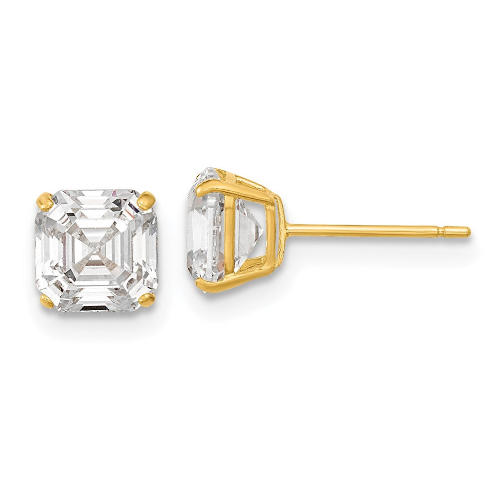 Buy Exclusive 14K Gold 6mm Asscher Cut CZ Stud Earrings - Stylish Value