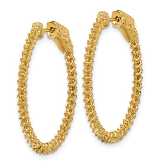 Buy Stylish 14K Gold Oval Hoop Earrings - 1.52ct, 76 x 1.5mm, Safety Clasp