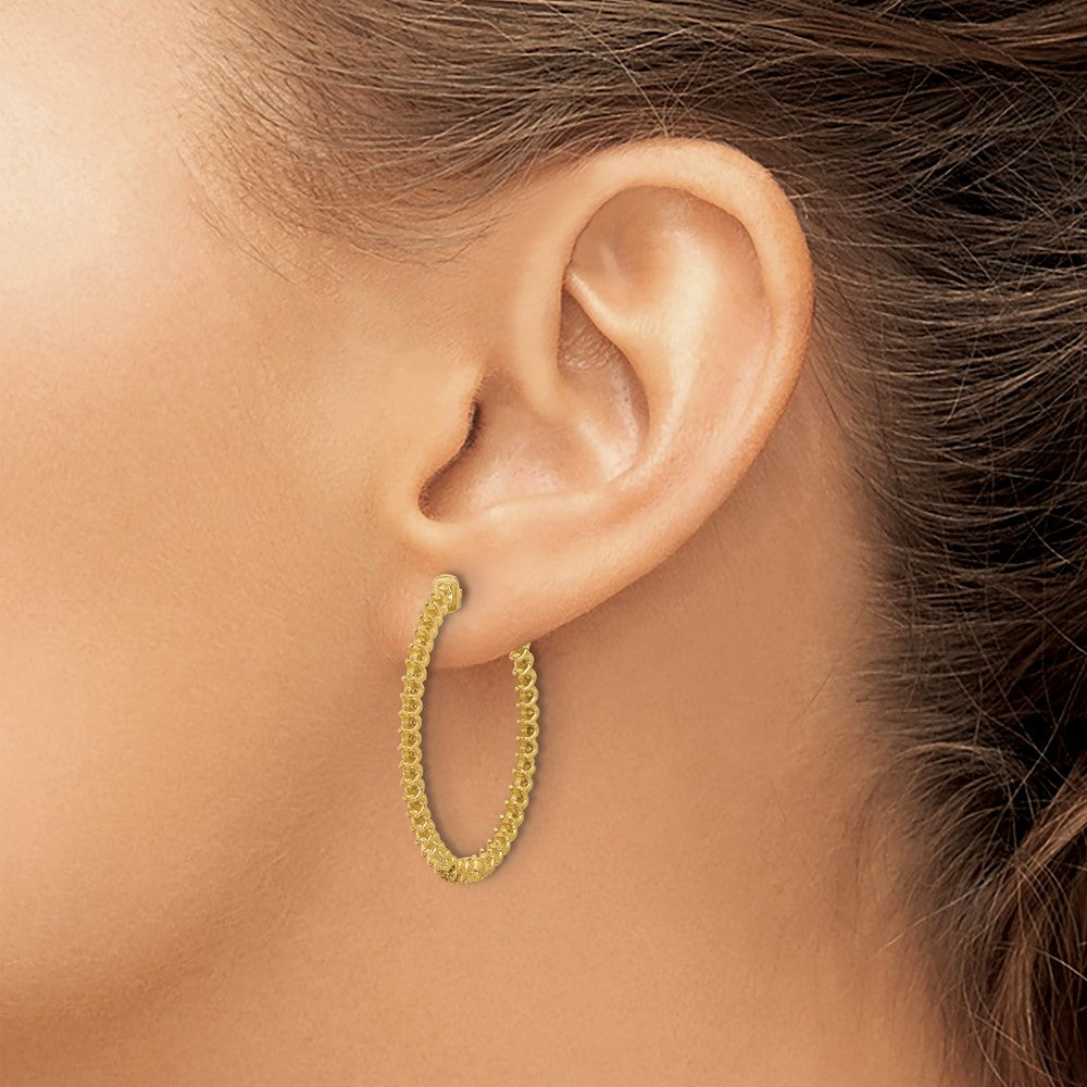 Buy Stylish 14K Gold Oval Hoop Earrings - 1.52ct, 76 x 1.5mm, Safety Clasp