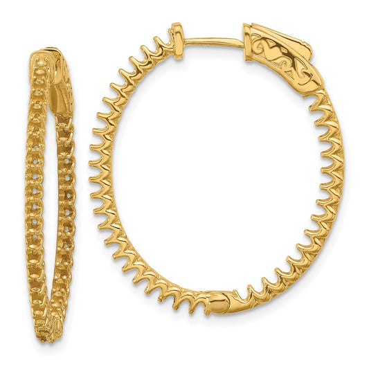 Buy Stylish 14K Gold Oval Hoop Earrings - 1.52ct, 76 x 1.5mm, Safety Clasp