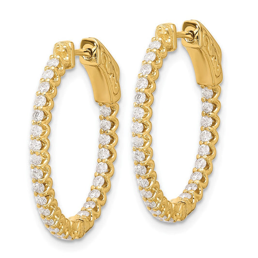 Buy 14K Gold 1.04ct Oval In/Out Hoop Earrings - Stylish 52mm x 1.5mm Design