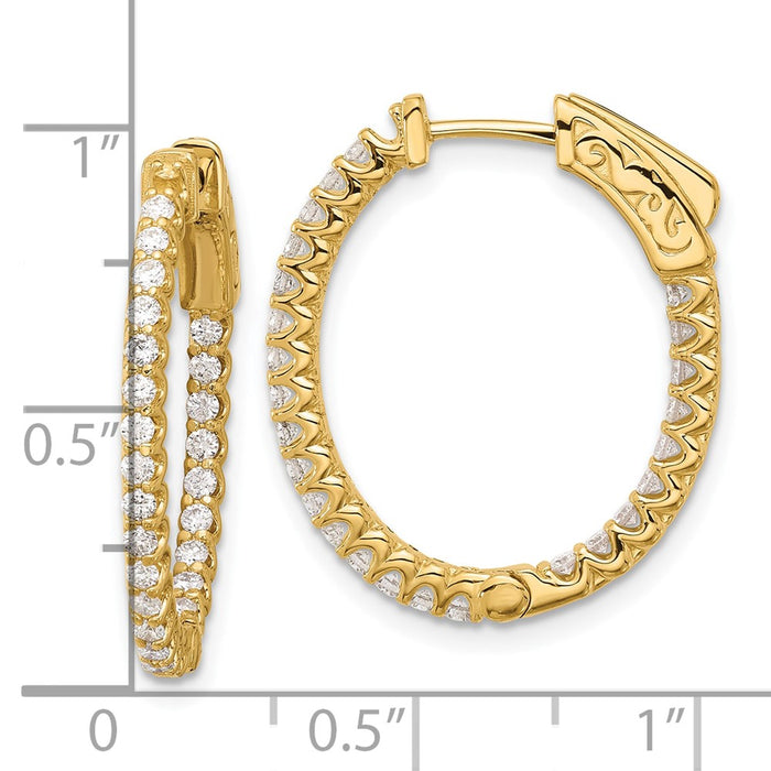 Buy 14K Gold 1.04ct Oval In/Out Hoop Earrings - Stylish 52mm x 1.5mm Design-4