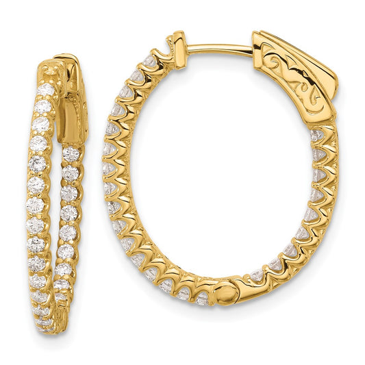 Buy 14K Gold 1.04ct Oval In/Out Hoop Earrings - Stylish 52mm x 1.5mm Design