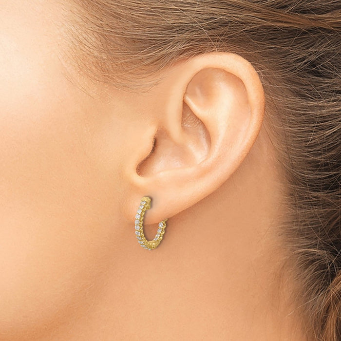 Shop Exclusive 14K Gold .64ct Diamond Hoop Earrings - 32mm Stylish Design-3
