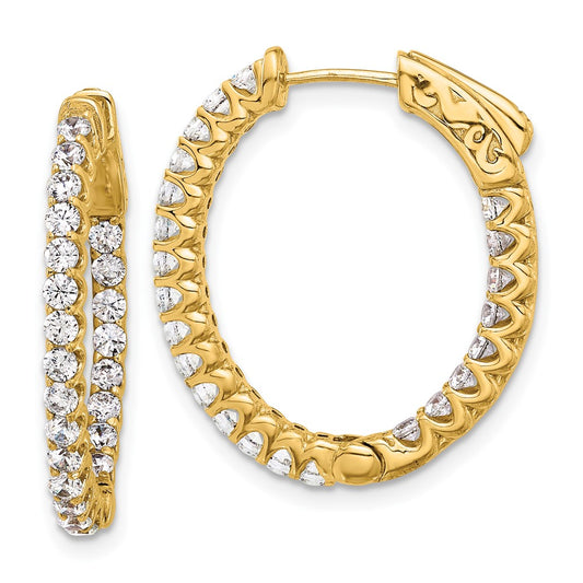 Shop 14K Gold 1.6ct Oval Hoop Diamond Earrings - Stylish Safety Clasp 46x2.0mm