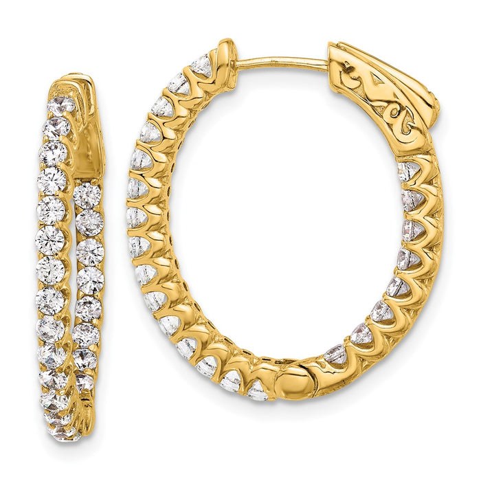 Shop 14K Gold 1.6ct Oval Hoop Diamond Earrings - Stylish Safety Clasp 46x2.0mm-1