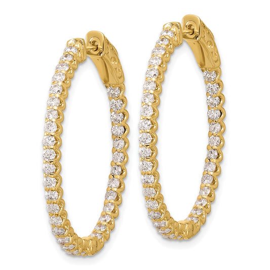 Shop Stylish 14K Gold 2.3ct Oval Hoop Diamond Earrings - 66 x 2.0mm
