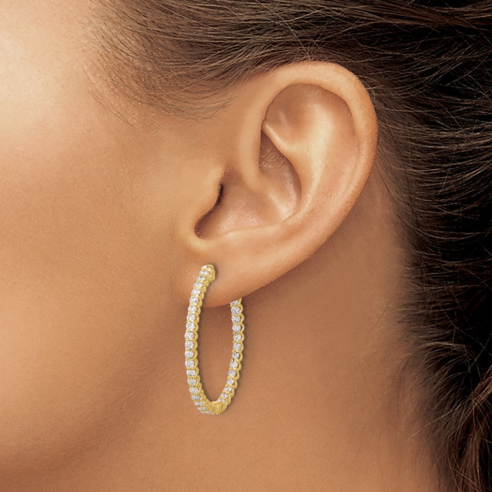 Shop Stylish 14K Gold 2.3ct Oval Hoop Diamond Earrings - 66 x 2.0mm