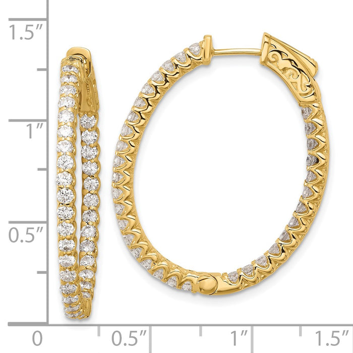 Shop Stylish 14K Gold 2.3ct Oval Hoop Diamond Earrings - 66 x 2.0mm-4