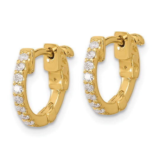High-Quality 14K Gold .24ct Diamond Round Hoop Earrings - Stylish 16x1.5mm