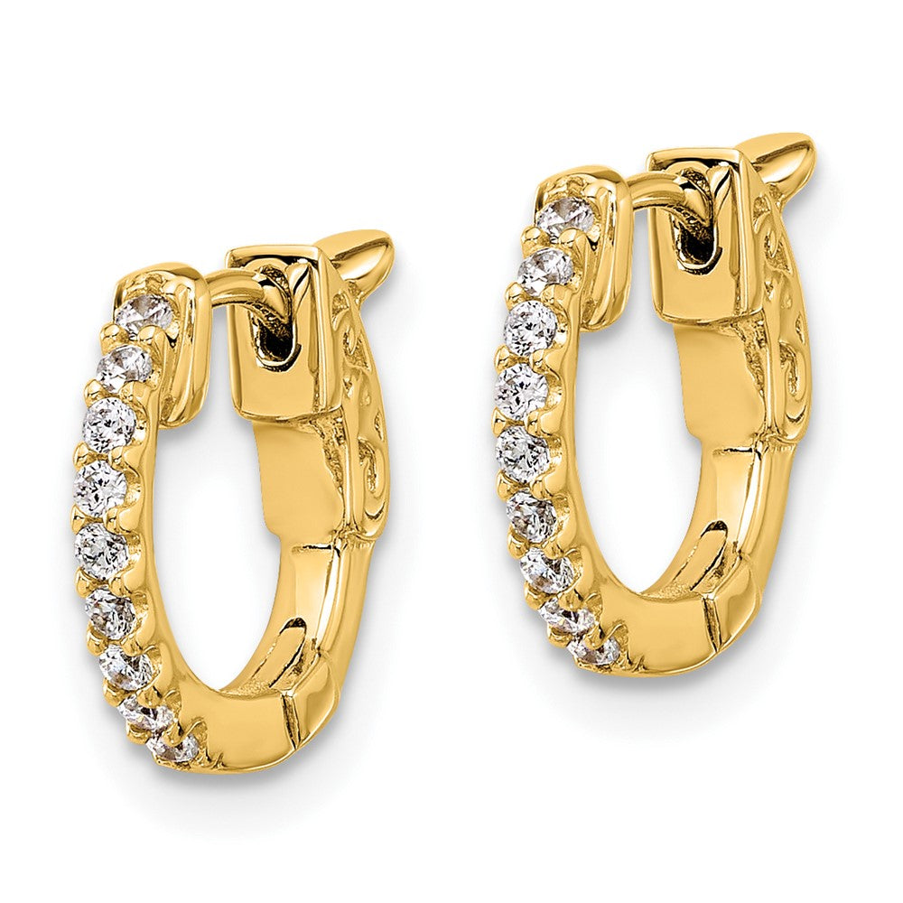 High-Quality 14K Gold 0.18ct Diamond Round Hoop Earrings - Stylish Value!