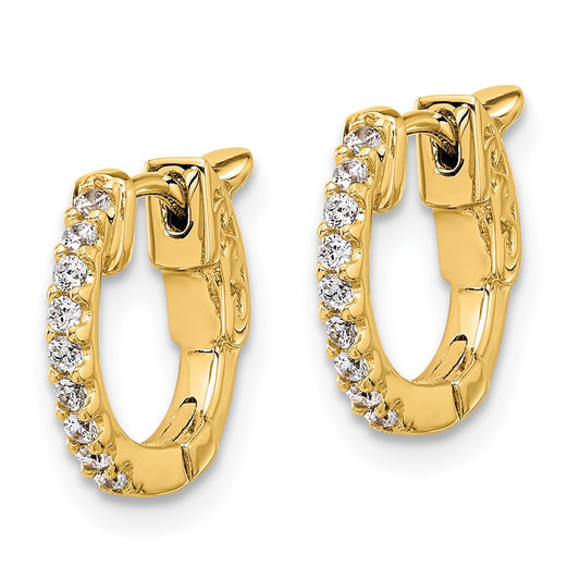 High-Quality 14K Gold 0.18ct Diamond Round Hoop Earrings - Stylish Value!