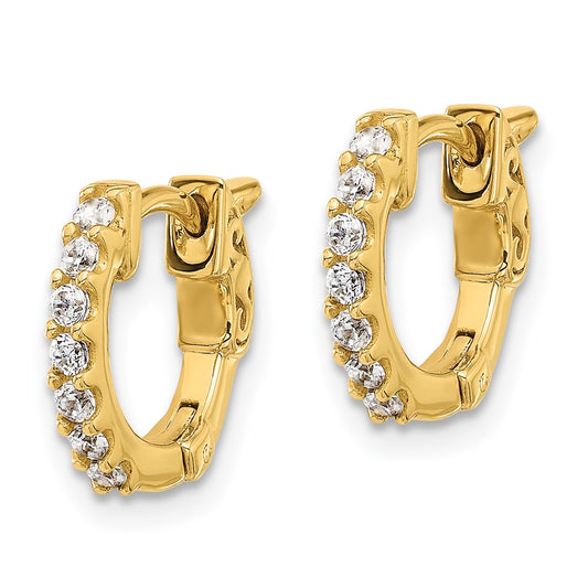 Buy 14K Gold Diamond Round Hoop Earrings, .31ct, Stylish Safety Clasp 14-1.75mm