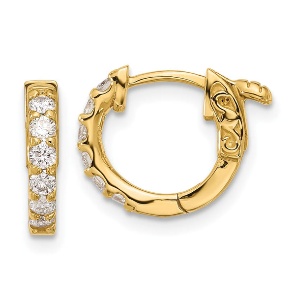 14K Gold .42ct Round Diamond Hoop Earrings - 12-2.0mm
