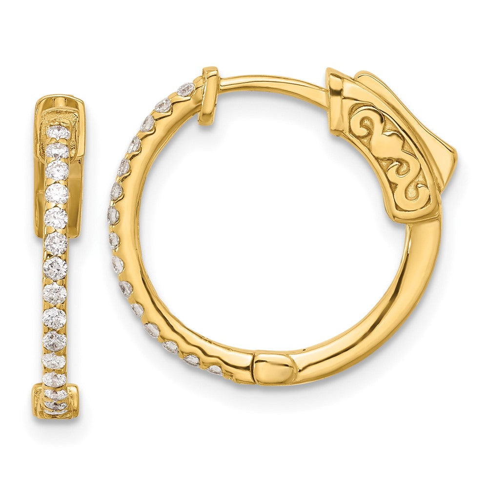 High-Quality 14K Gold 0.3ct Round Diamond Hoop Earrings - Stylish & Secure