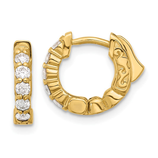 Designer 14K Gold .46ct Round Diamond Hoop Earrings | Stylish & Secure 10-2.25mm