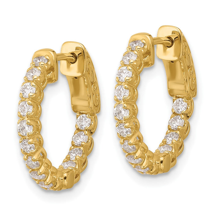 Buy Stylish 14K Gold .62ct Diamond In/Out Hoop Earrings - 28mm x 1.75mm-2