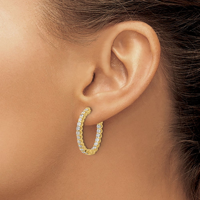 Shop Exclusive 14K Gold 2ct Oval Hoop Earrings - 40mm with Diamond Accents-3