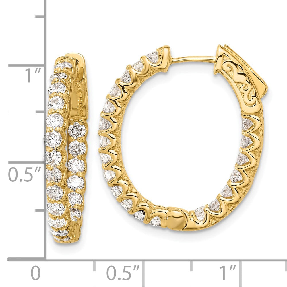 Shop Exclusive 14K Gold 2ct Oval Hoop Earrings - 40mm with Diamond Accents