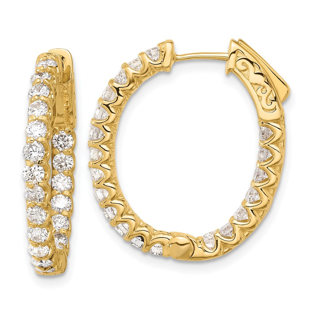 Shop Exclusive 14K Gold 2ct Oval Hoop Earrings - 40mm with Diamond Accents