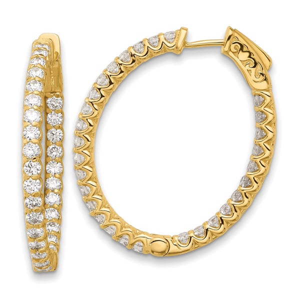 14K Gold 2.9ct Diamond Oval Hoop Earrings