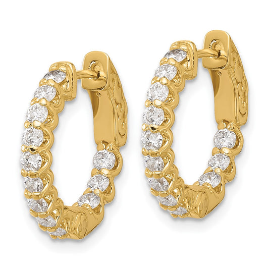 Buy Exclusive 14K Gold 1.2ct Diamond Round Hoop Earrings - Stylish Safety Clasp