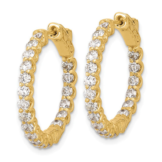 Exclusive 14K Gold In/Out Hoop Earrings 2.42ct - Stylish 38mm x 2.2mm