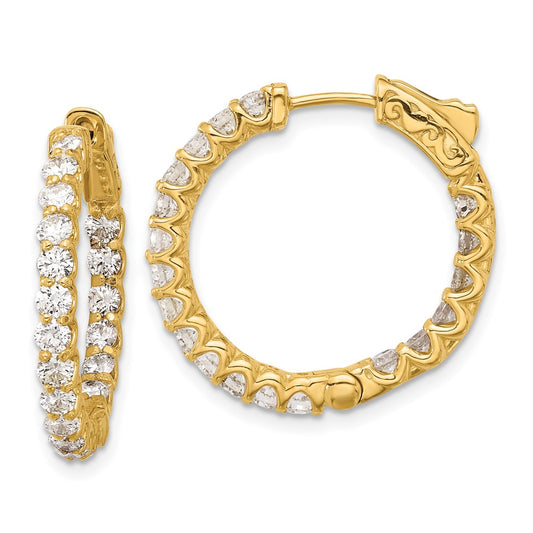 Exclusive 14K Gold In/Out Hoop Earrings 2.42ct - Stylish 38mm x 2.2mm