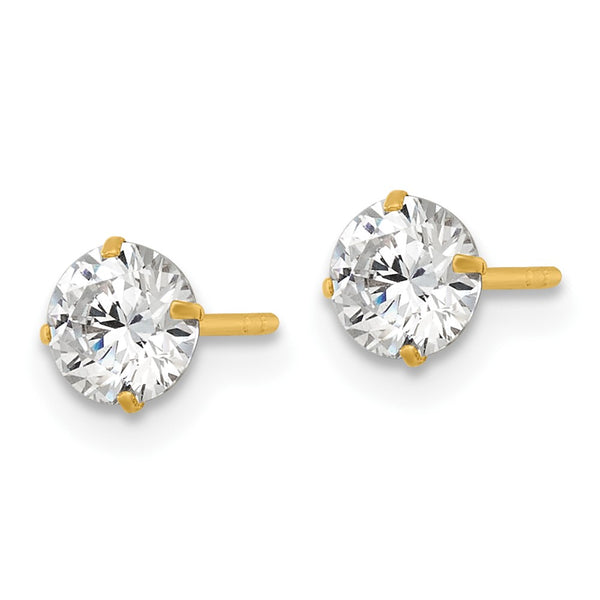 14K Gold Polished 5.00mm Round CZ Stud Earrings