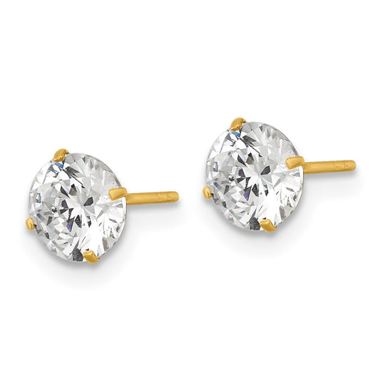 Shop Exclusive 14K Gold Polished 6mm Round CZ Stud Earrings - Stylish Value