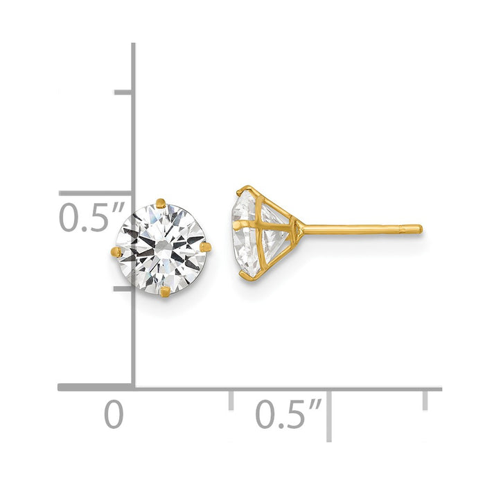 Shop Exclusive 14K Gold Polished 6mm Round CZ Stud Earrings - Stylish Value-3