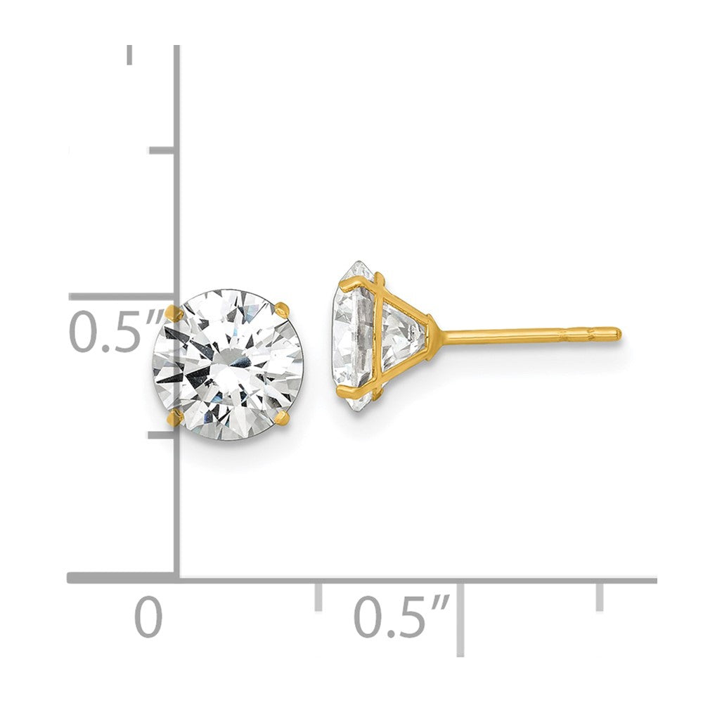 Shop 14K Gold Polished 7mm Round CZ Stud Earrings - Stylish Luxury Value