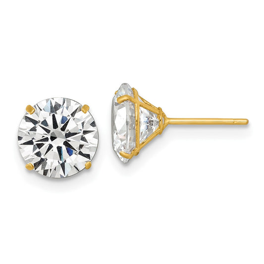 Shop Exclusive 14K Gold Polished 8mm Round CZ Stud Earrings - Stylish Value!